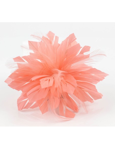 Tocado pequeño plumas salmon