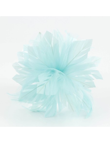 Tocado pequeño plumas azul-agua