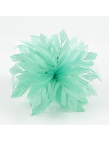 Tocado pequeño plumas verde-claro