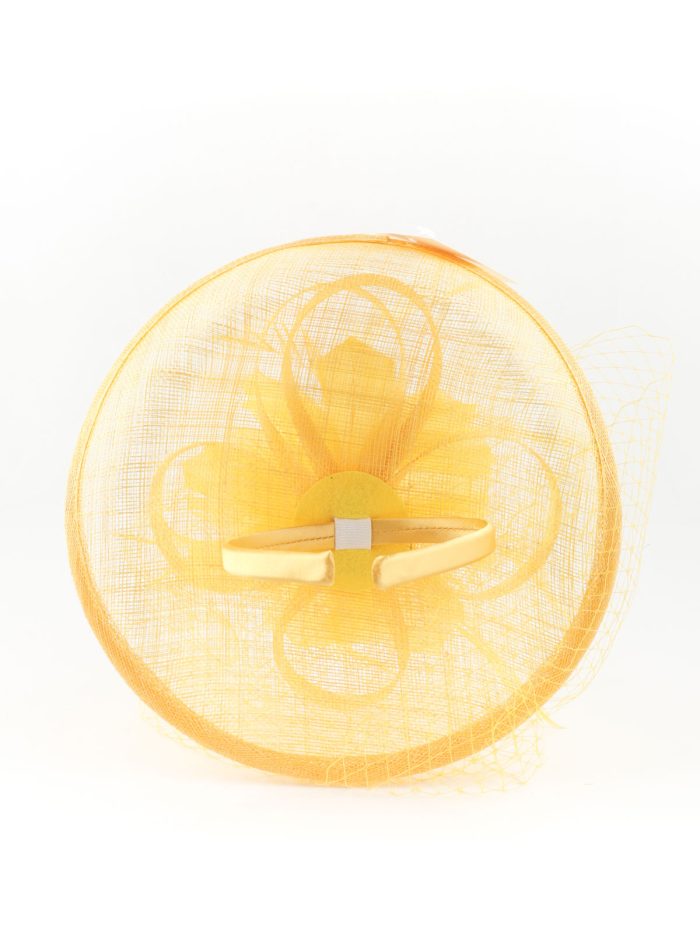 Tocado mediano plumas amarillo