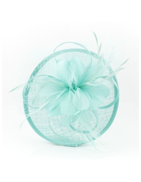 Tocado mediano plumas verde-agua