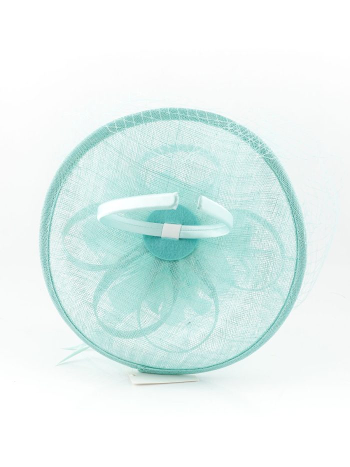 Tocado mediano plumas verde-agua