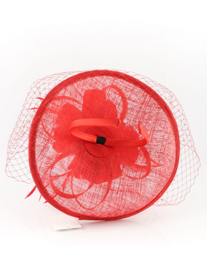 Tocado mediano plumas rojo