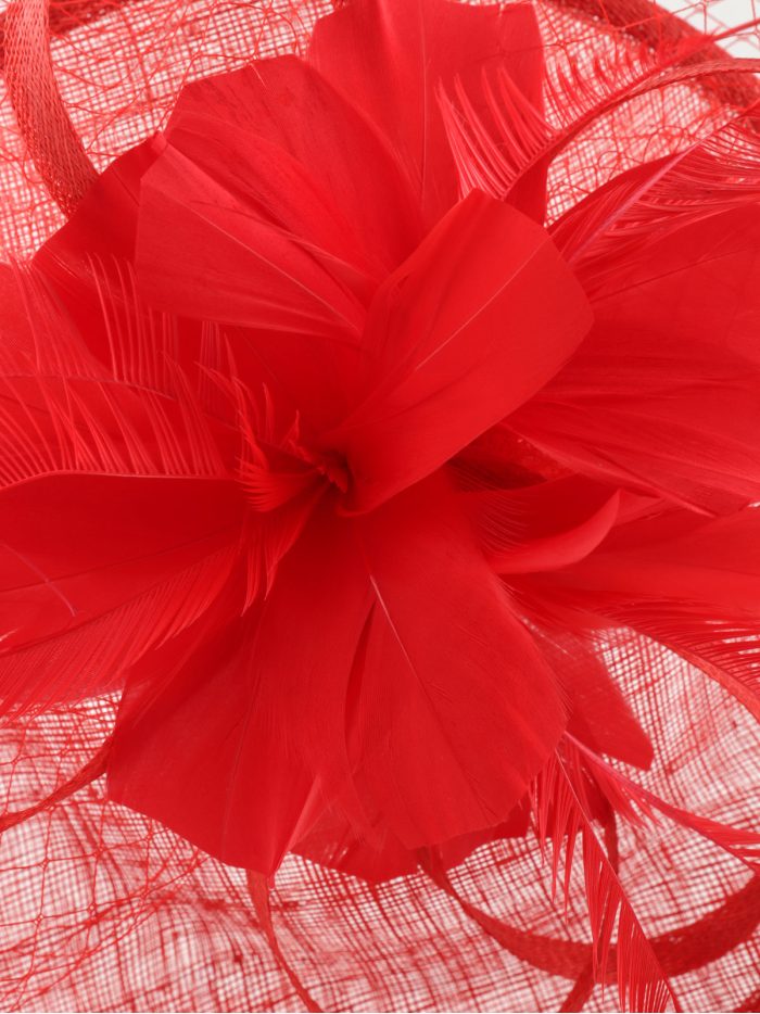 Tocado mediano plumas rojo