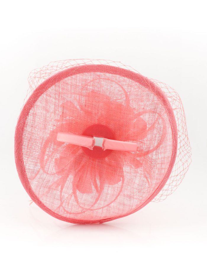 Tocado mediano plumas coral