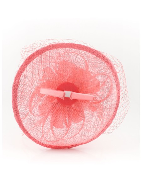 Tocado mediano plumas coral