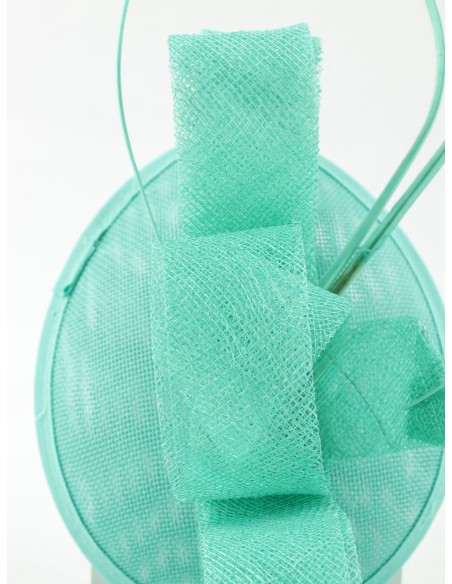 Tocado mediano plumas verde-agua