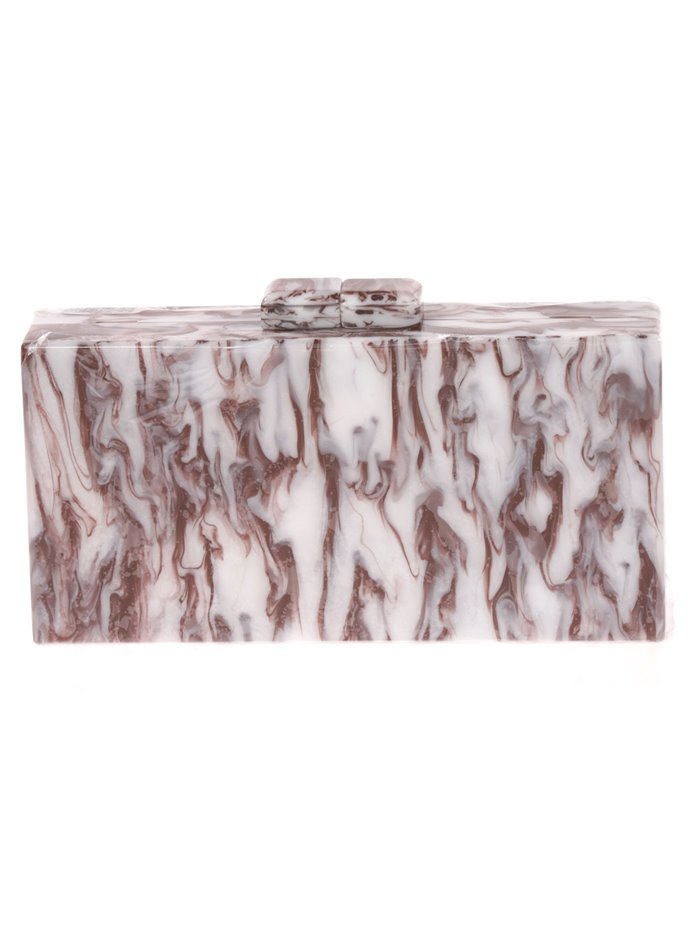Marble effect clutch taupe