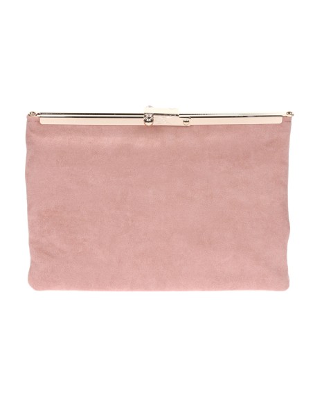 Cartera fiesta antelina rosa-palo