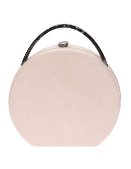Bolso caja redonda antelina beige