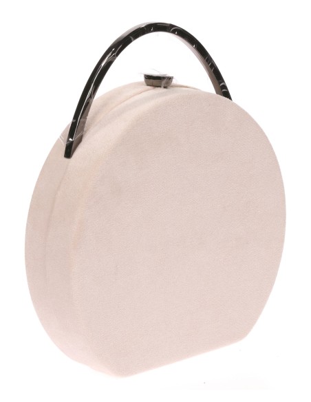 Bolso caja redonda antelina beige