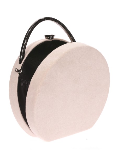 Bolso caja redonda antelina beige