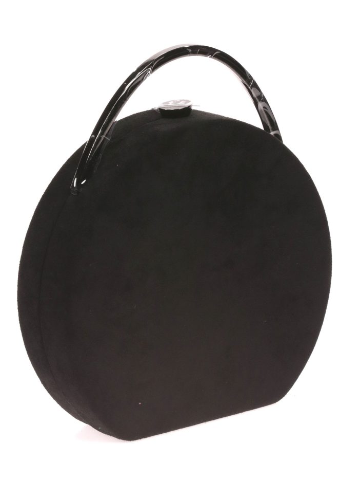 Suede effect round clutch negro