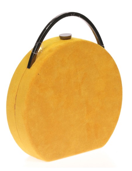 Bolso caja redonda antelina mostaza