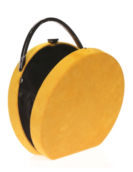 Bolso caja redonda antelina mostaza