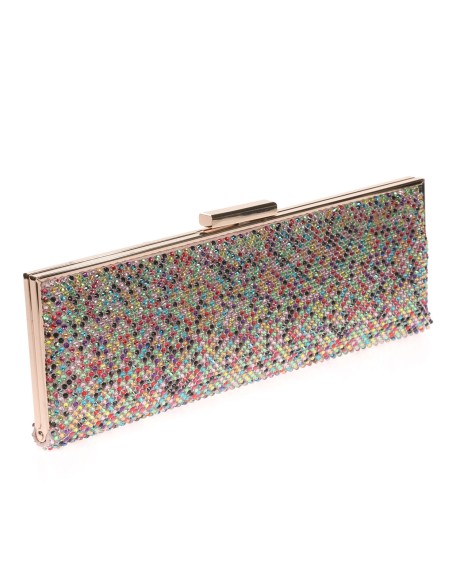 Cartera fiesta pedrería multi-oro