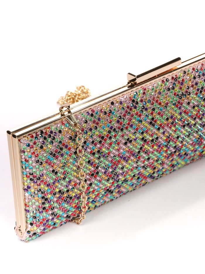 Cartera fiesta pedrería multi-oro