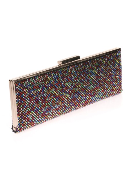 Cartera fiesta pedrería multi-color-negro