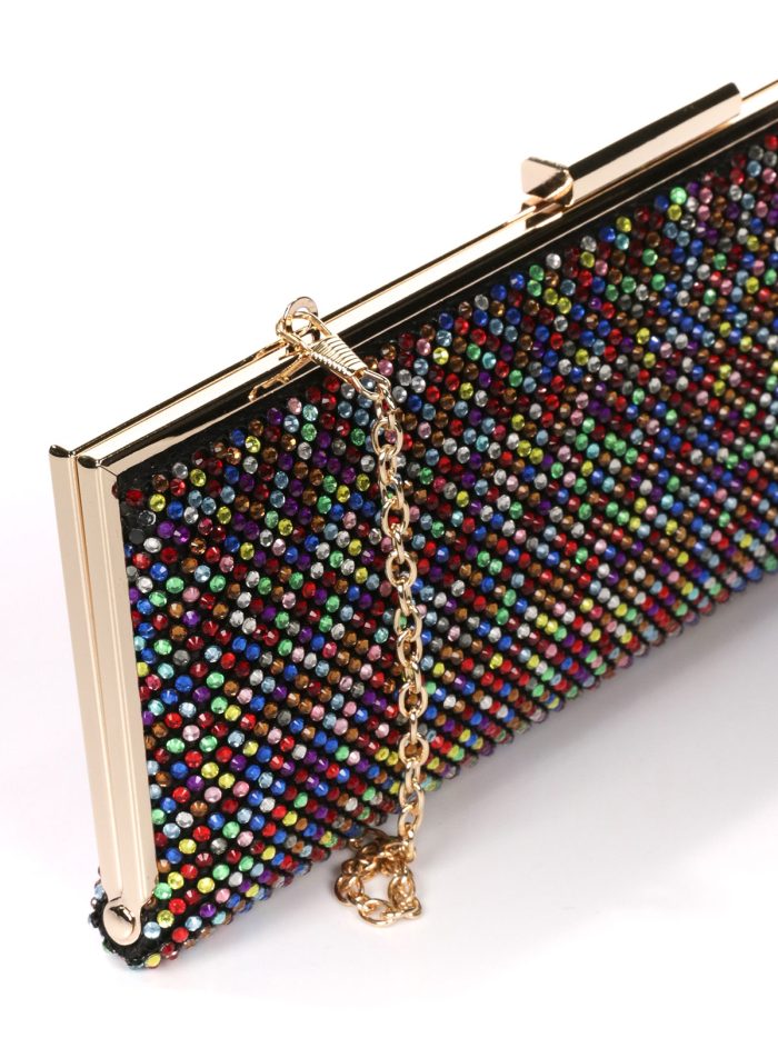 Cartera fiesta pedrería multi-color-negro