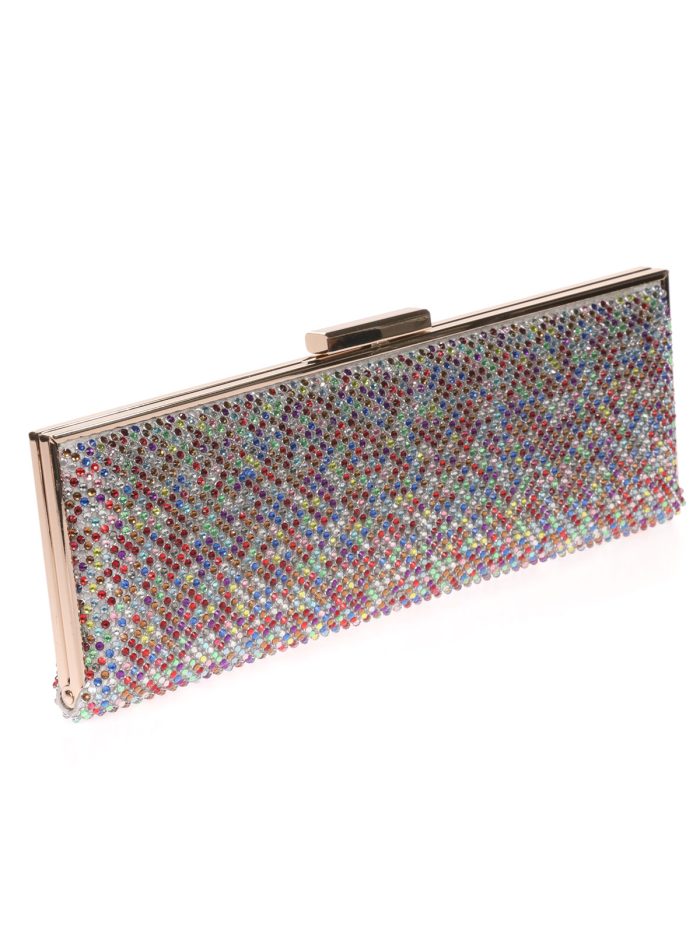 Mehrfarbige Silber-Partyhandtasche mit Schmucksteinen