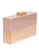 Wood contrast clutch rosa-madera