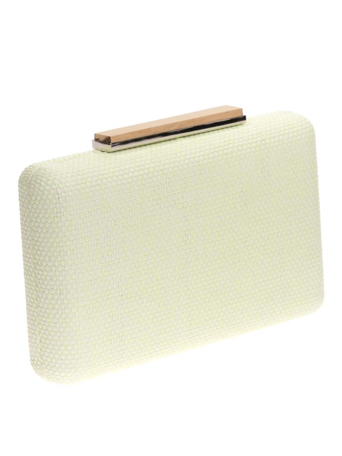 Clutch fiesta rafia madera amarillo-claro