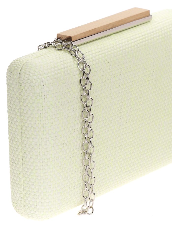 Clutch fiesta rafia madera amarillo-claro