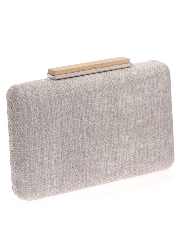 Raffia-Holz-Graue-Partyclutch