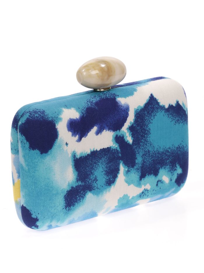 Clutch fiesta estampado multi-azul
