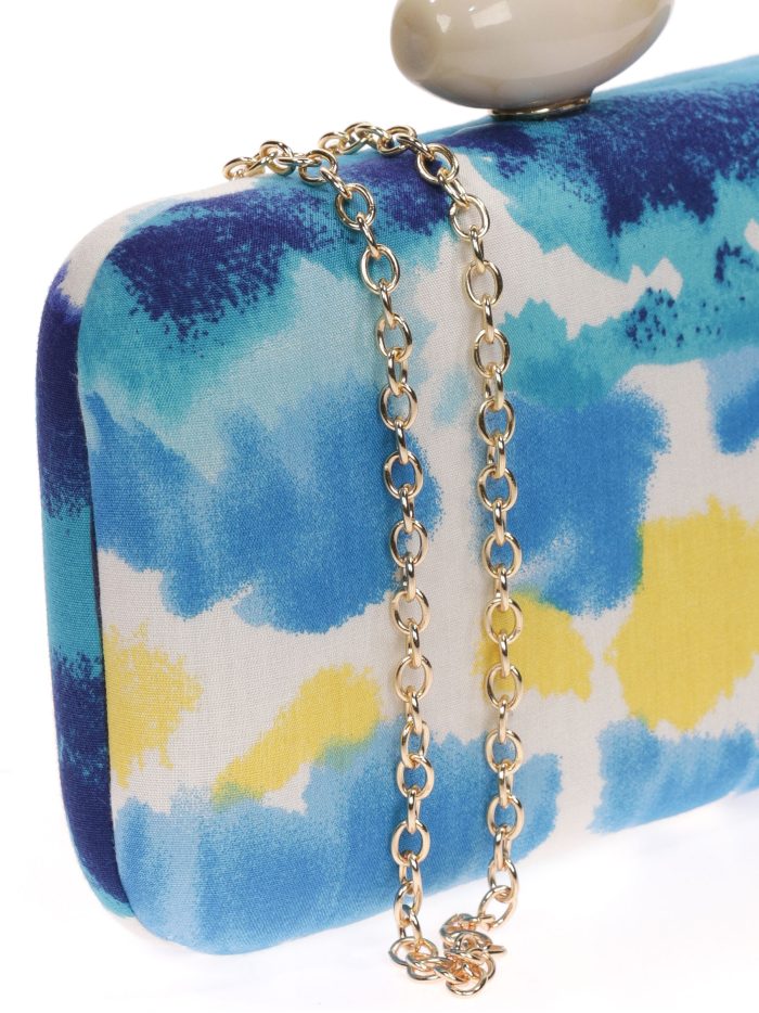 Clutch fiesta estampado multi-azul