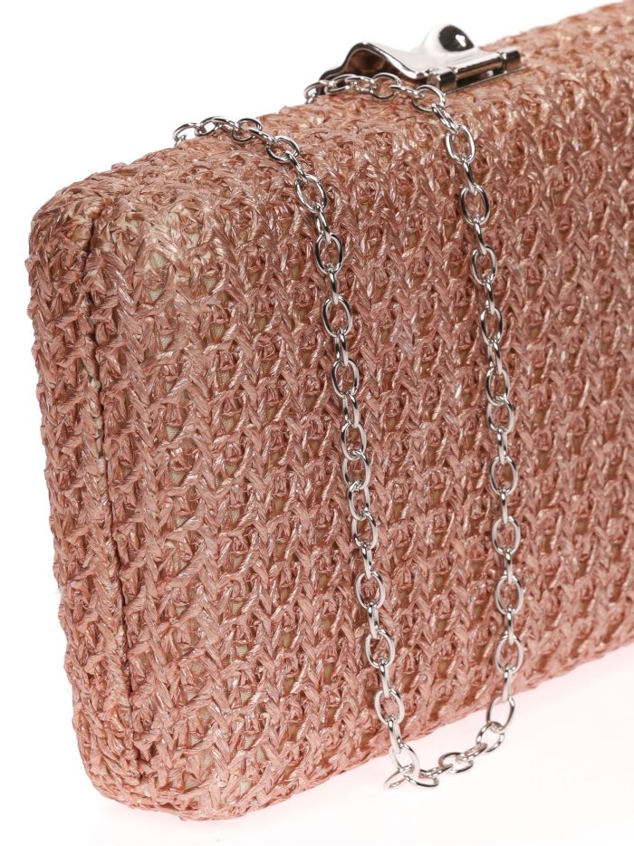 Clutch fiesta rafia cierre hoja naranja