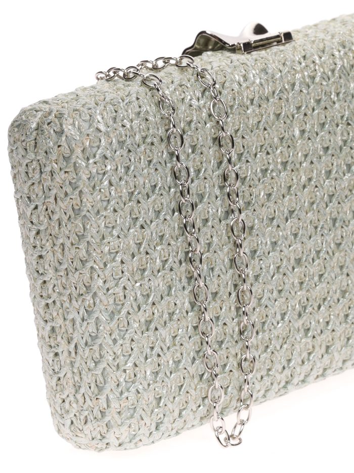 Clutch fiesta rafia cierre hoja verde-claro