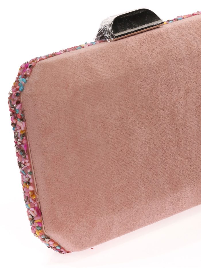 Clutch fiesta antelina pedrería rosa-palo