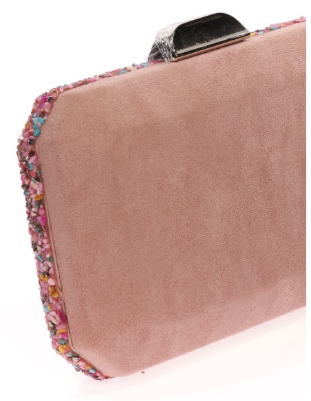 Clutch fiesta antelina pedrería rosa-palo