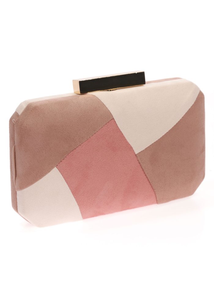 Clutch Party Wildlederimitat Kontrast Rosa