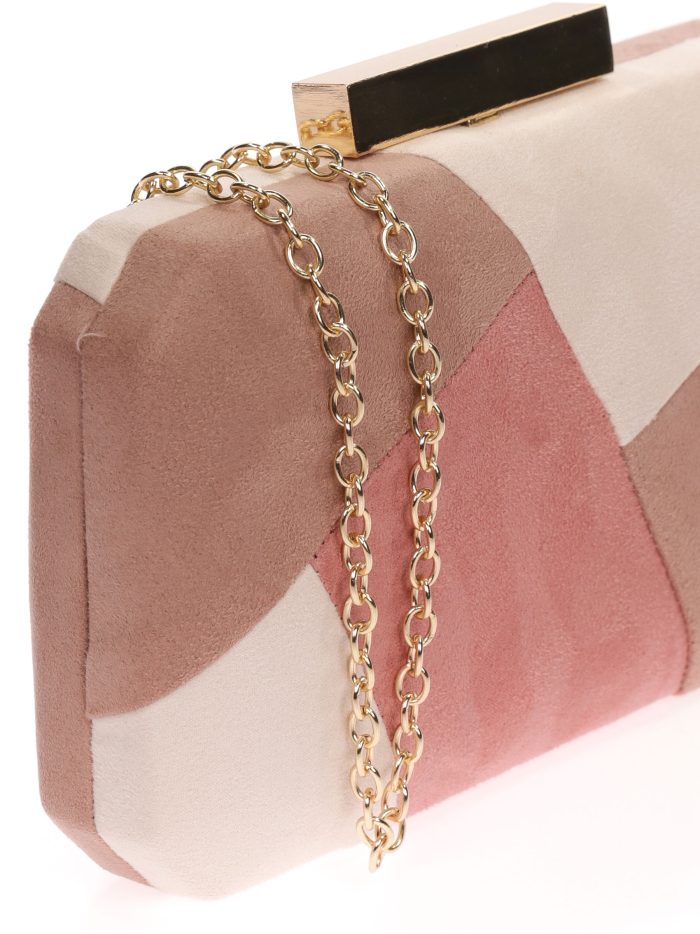Clutch Party Wildlederimitat Kontrast Rosa