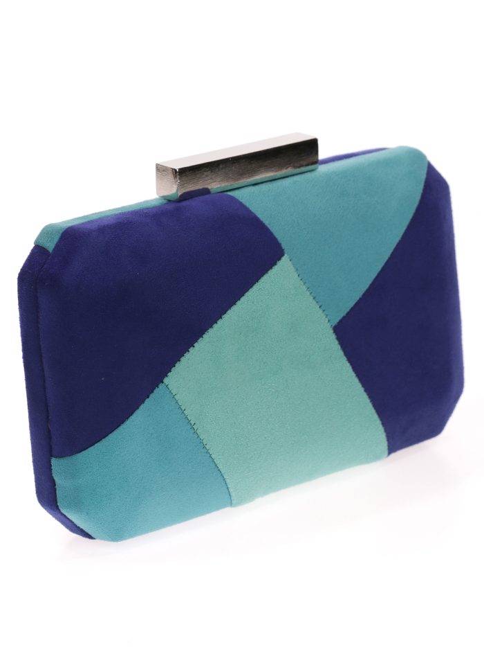 Clutch fiesta antelina contraste azul