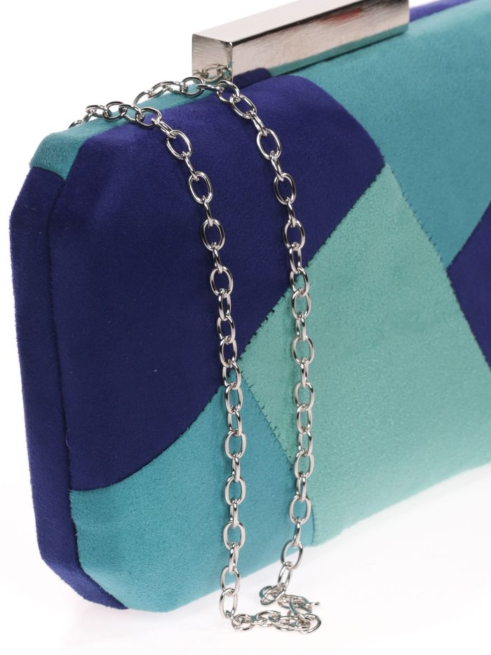 Clutch fiesta antelina contraste azul
