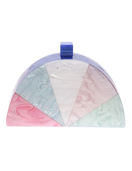 Clutch fiesta nácar media luna multi-verde-agua