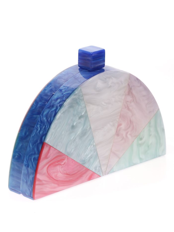 Clutch fiesta nácar media luna multi-verde-agua