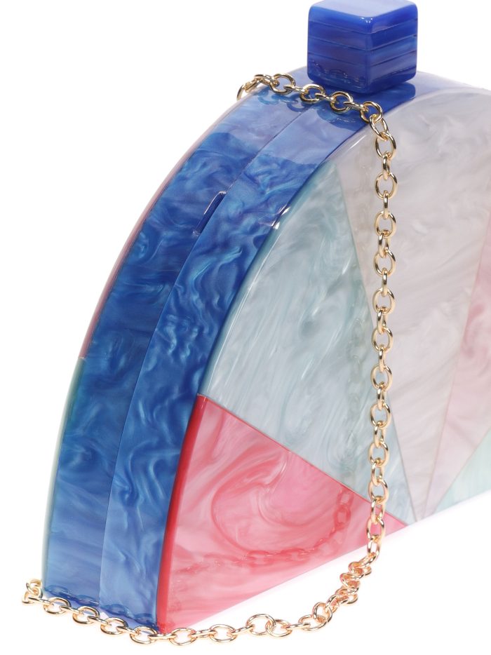 Clutch fiesta nácar media luna multi-verde-agua