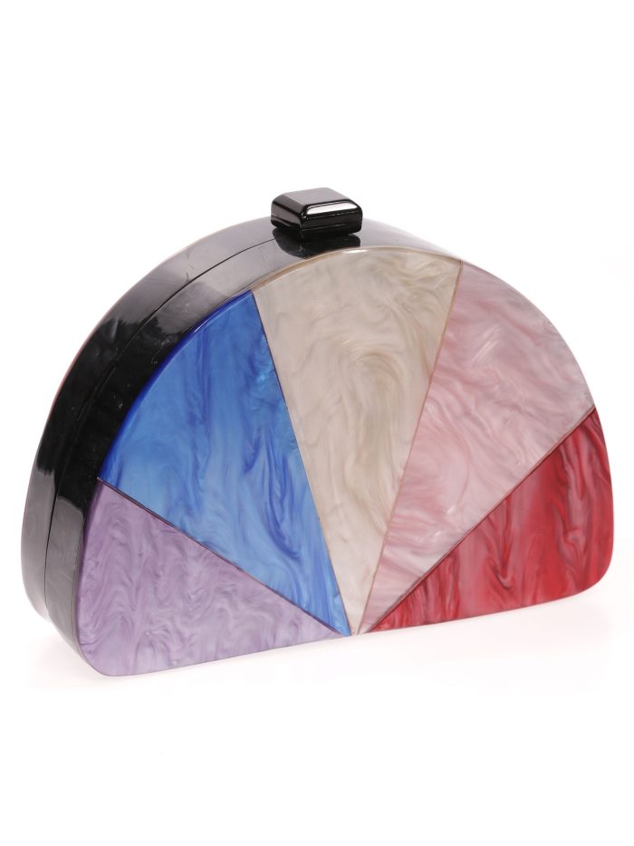 Clutch fiesta nácar media luna multi-buganvia