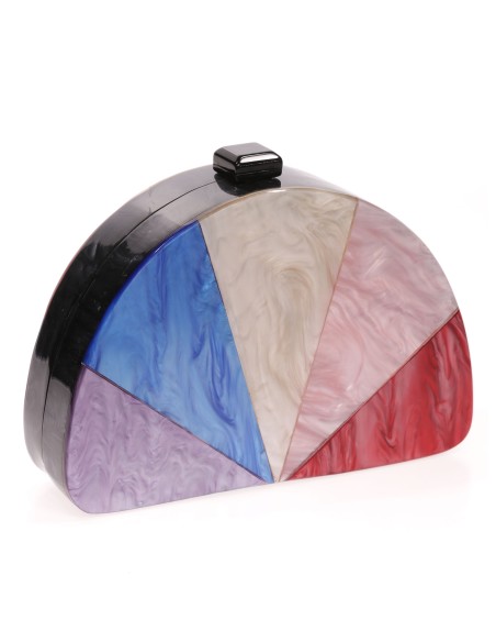 Clutch fiesta nácar media luna multi-buganvia