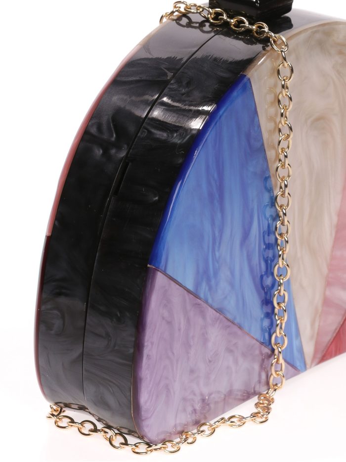 Clutch fiesta nácar media luna multi-buganvia