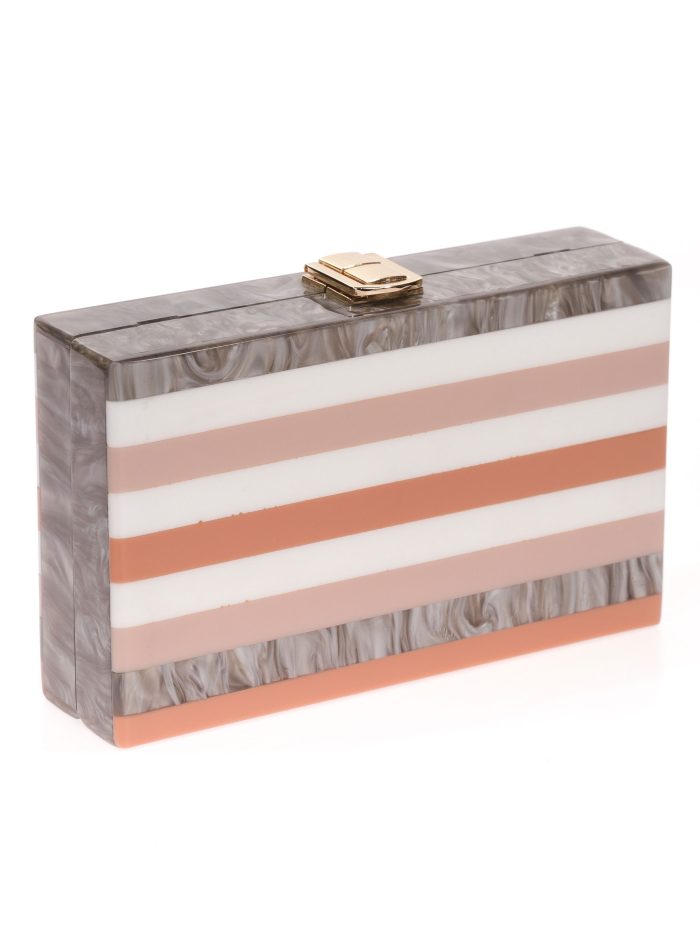 Clutch fiesta rayas nácar multi-rosa
