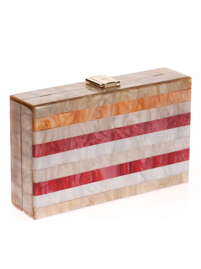 Clutch fiesta rayas nácar multi-oro