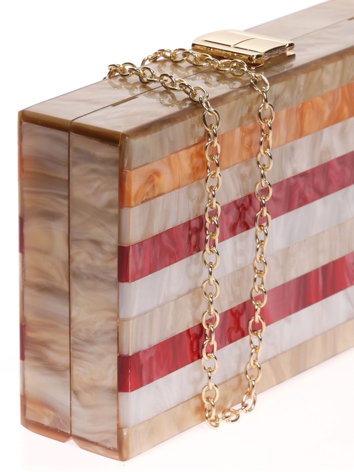 Clutch fiesta rayas nácar multi-oro