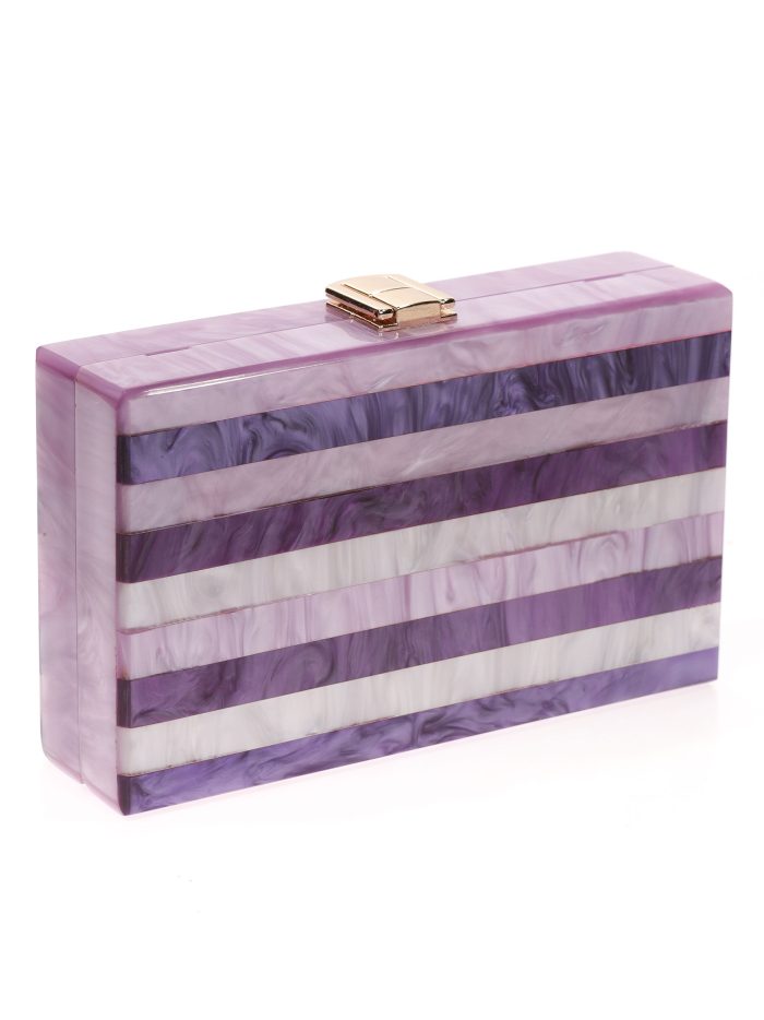 Clutch fiesta rayas nácar multi-morado