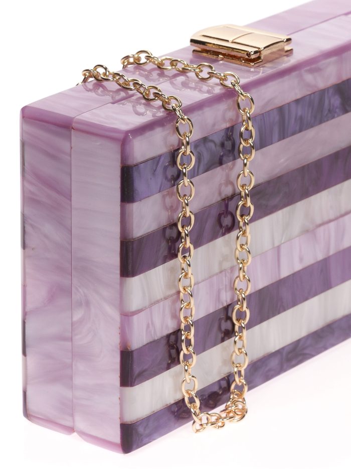 Clutch fiesta rayas nácar multi-morado