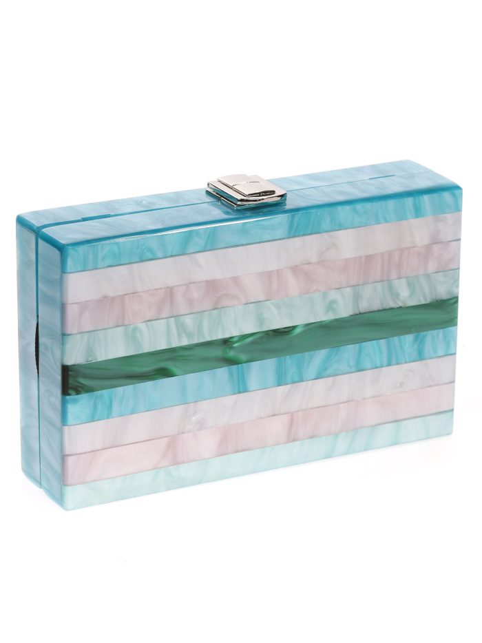 Clutch fiesta rayas nácar multi-teal